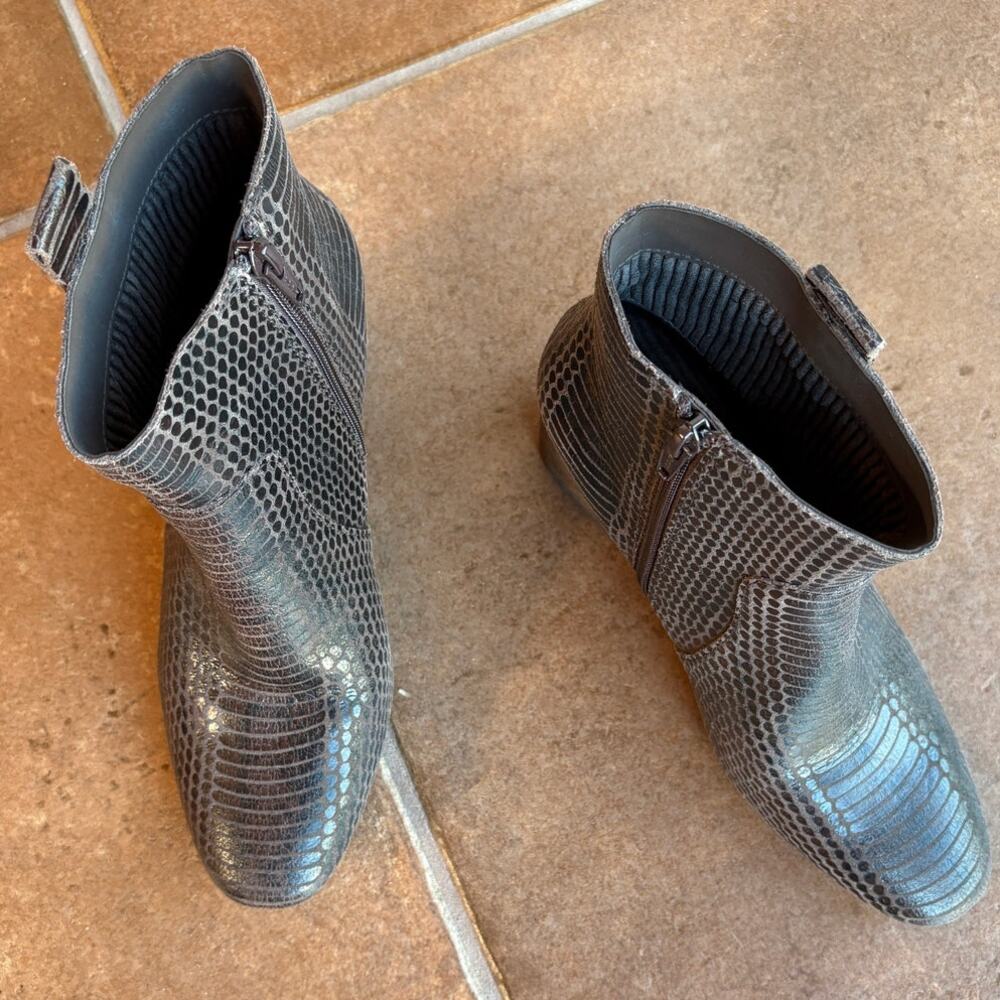 Korks Brown Python Embossed Leather Booties With … - image 5